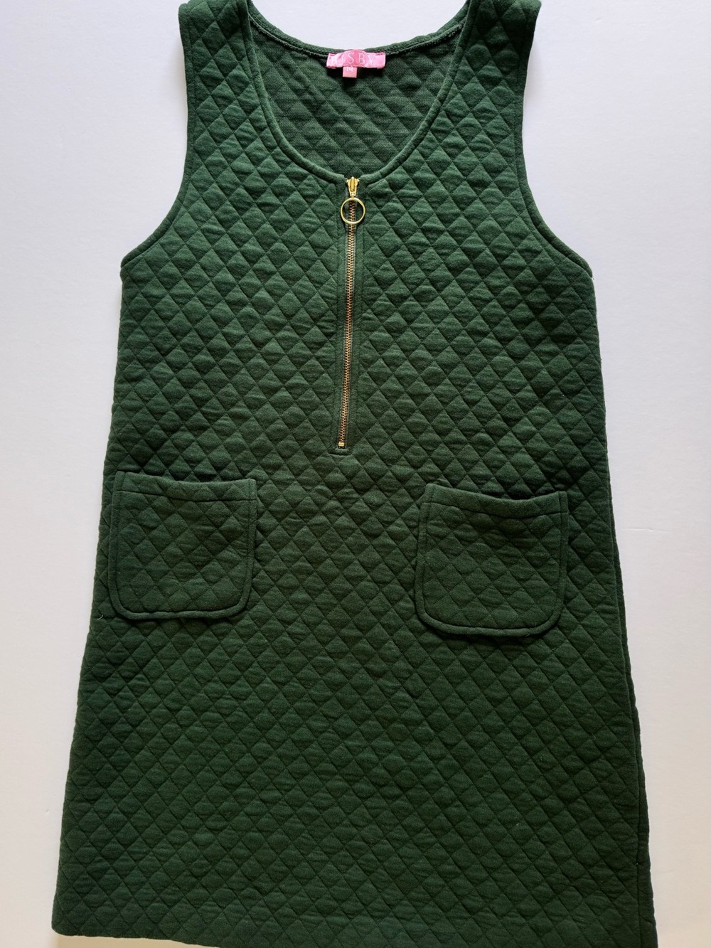 Quilted Forest Green Girls' Retro Jumper with Front Zip